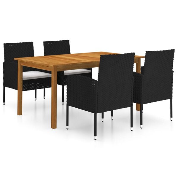 vidaXL Garden Dining Set Black, Cream White