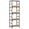 vidaXL Bookshelf Brown Oak Engineered Wood and Steel Medium Bookshelf