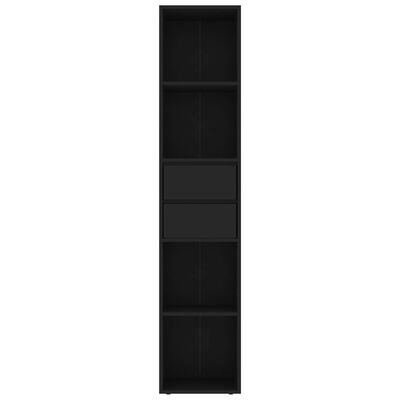 vidaXL Book Cabinet Black 14.2"x11.8"x67.3" Engineered Wood