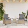 vidaXL Reclining Patio Chair Beige PE rattan Standard Removable Covers