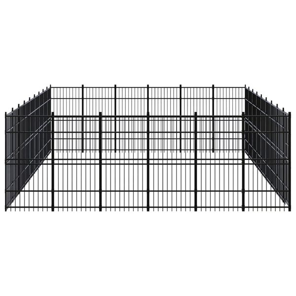 vidaXL Dog Kennel Black Powder-coated steel Large Dog Kennel
