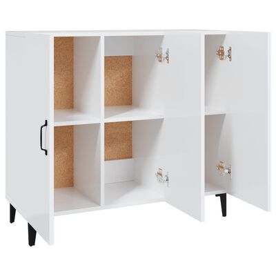 vidaXL Sideboard High Gloss White 35.4"x13.4"x31.5" Engineered Wood