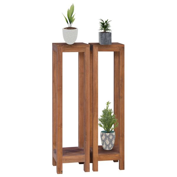vidaXL Plant Stand Set of 2 Natural teak Solid teak wood Extra Tall