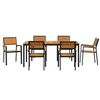 vidaXL Garden Dining Set 7 pcs Black Solid Acacia Wood