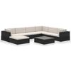vidaXL Patio Furniture Black and Cream Poly Rattan, Steel, Polyester Large