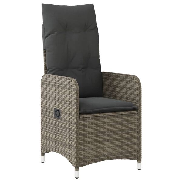 vidaXL Reclining Garden Chair Grey PE rattan One size Removable Covers