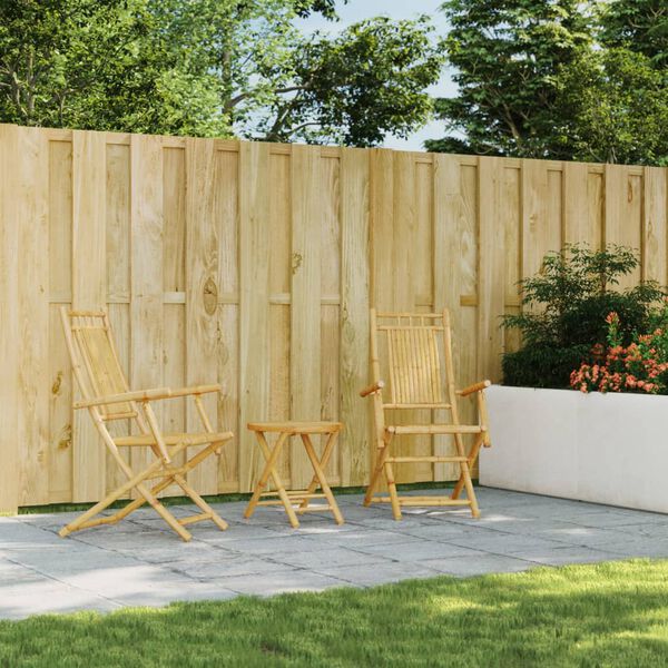 vidaXL Bistro Set Natural Bamboo Bamboo Compact Foldable Bistro Set