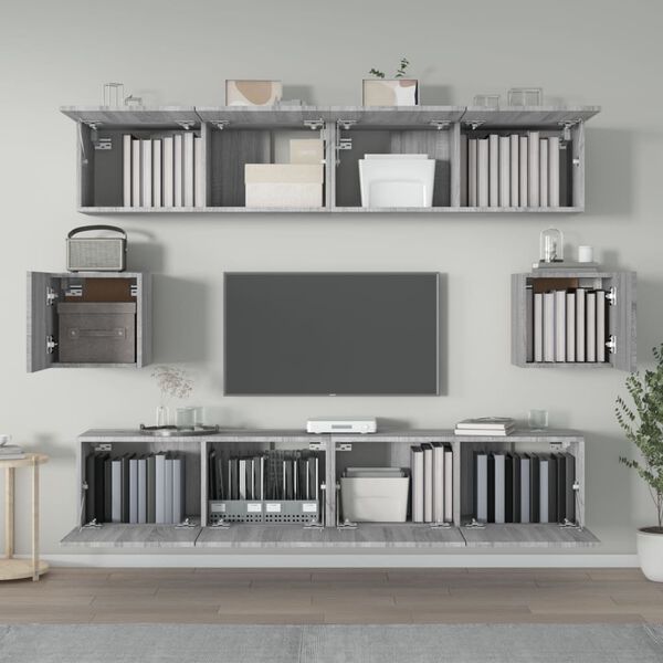 vidaXL TV Cabinet Set Set of 6 Gray Sonoma Engineered Wood 6 Piece Set
