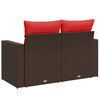 vidaXL Patio Sofa with Cushions 2-Seater Brown Poly Rattan
