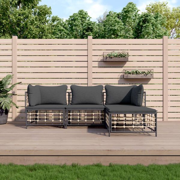 vidaXL Garden Lounge Set Anthracite Poly rattan Medium Modular