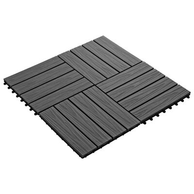vidaXL 11 pcs Decking Tiles Deep Embossed WPC 11.8" x 11.8" 1 sqm Black