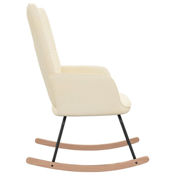 vidaXL Rocking Chair Cream 100% polyester, solid rubber wood, steel