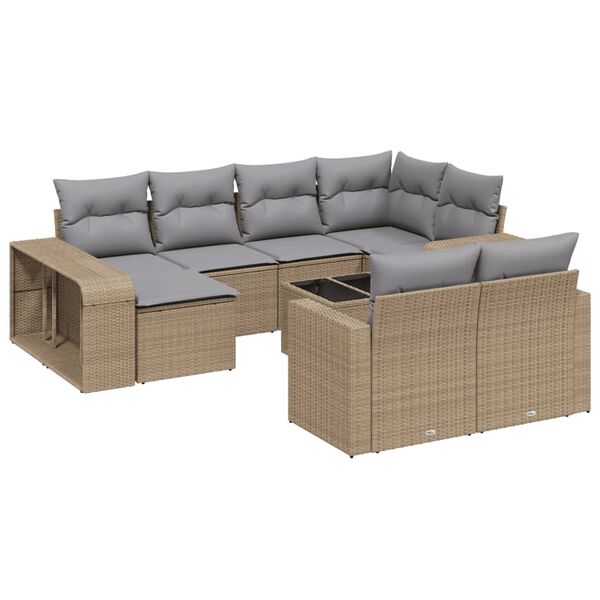 vidaXL Garden Sofa Set Beige Poly Rattan 11 Piece Modular
