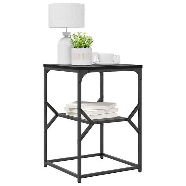 vidaXL Side Table Black Oak 16.14 x 15.75 x 23.62 in