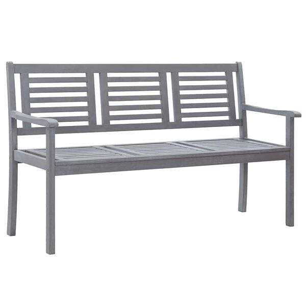vidaXL Bench Gray Solid eucalyptus wood 3-seater Durable Garden Bench
