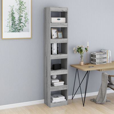 vidaXL Book Cabinet/Room Divider Gray Sonoma 15.7"x11.8"x78"