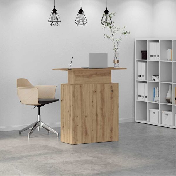 vidaXL Reception Desk Artisan Oak Engineered Wood 39.4 in Reception Desk