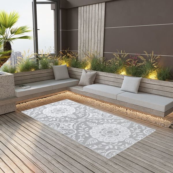 vidaXL Outdoor Carpet Light Grey Polypropylene (PP) 31.5 x 59.1 in