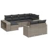 vidaXL Garden Sofa Set Gray PE Rattan, Powder-coated Steel, 100% Polyester