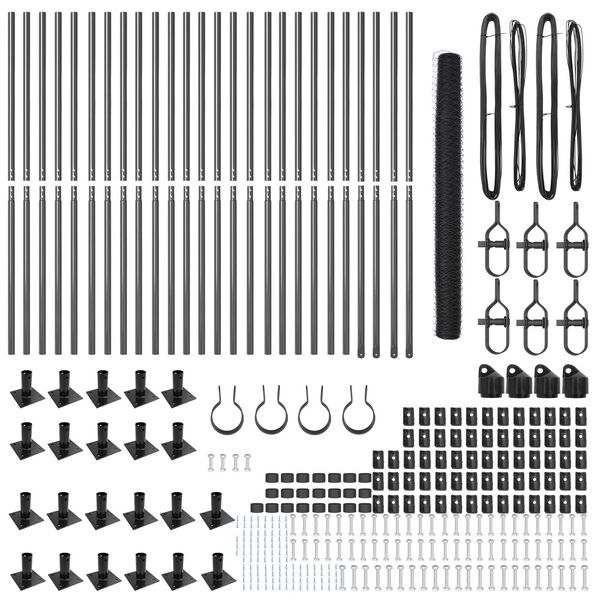 vidaXL Fence Post Grey 164.04 x 5.25 ft (1.42 in mesh) Steel and PVC