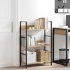 vidaXL Shelf Cabinet Oak and Black Engineered Wood and Steel Medium
