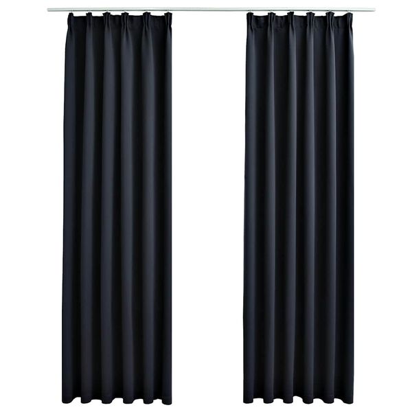 vidaXL Blackout Curtains with Hooks 2 pcs Anthracite 55.1x88.6"