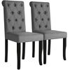 vidaXL Dining Chair Set of 2 Dark Grey Wooden frame and fabric upholstery