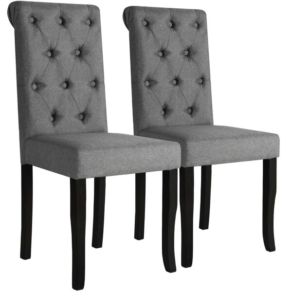 vidaXL Dining Chair Set of 2 Dark Grey Wooden frame and fabric upholstery