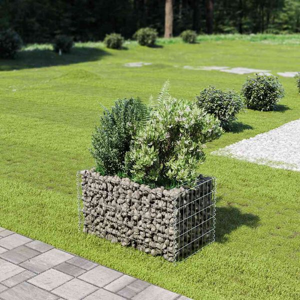 vidaXL Gabion Raised Bed Silver Galvanized Steel Medium Durable