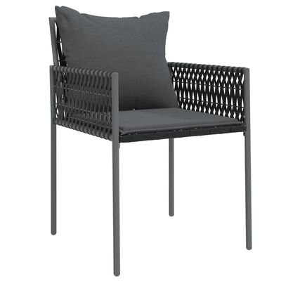 vidaXL Patio Chairs with Cushions 4 pcs Black 21.3"x24"x32.7" Poly Rattan