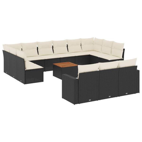 vidaXL Garden Sofa Set Black, Cream White