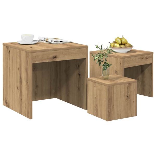 vidaXL Nesting Table Set of 3 Artisan Oak Engineered Wood