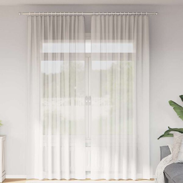 vidaXL Voile Curtains with Rod Pockets 2 pcs White