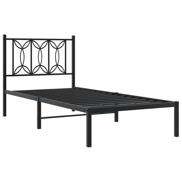 vidaXL Bed Frame Black Steel Single Bed Frame Rectangular Modern