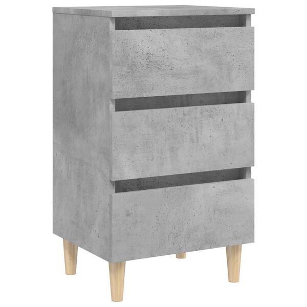 vidaXL Bed Cabinet Concrete grey Engineered wood, solid eucalyptus wood