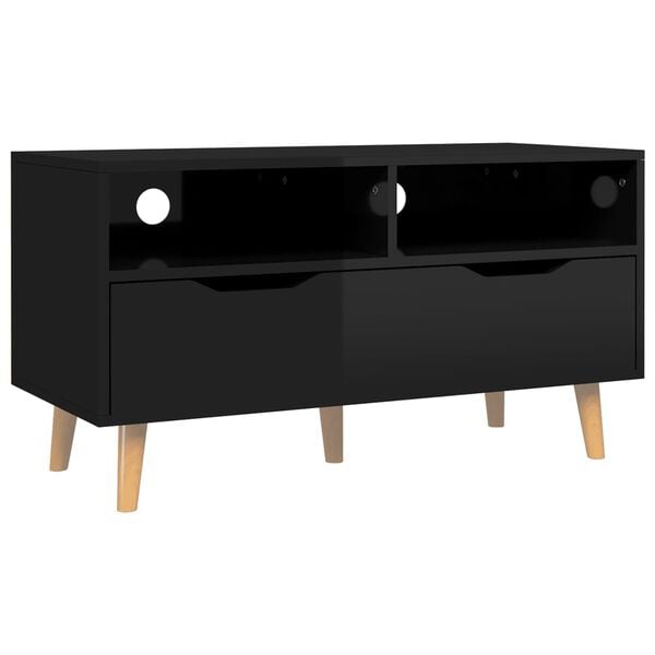 vidaXL TV Stand High Gloss Black 35.4"x15.7"x19.1" Engineered Wood