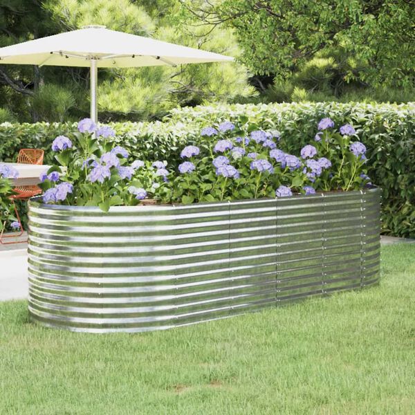 vidaXL Patio Raised Bed Galvanized Steel 249x100 x 26.8 " Silver