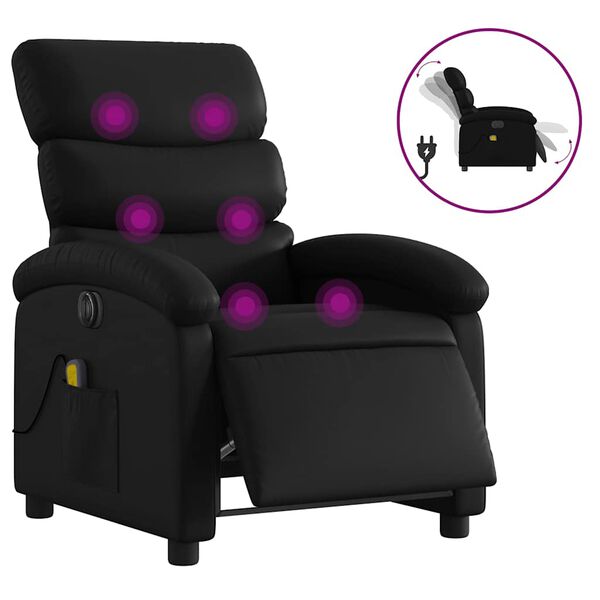 vidaXL Electric Massage Recliner Chair Black Faux leather, metal, plywood