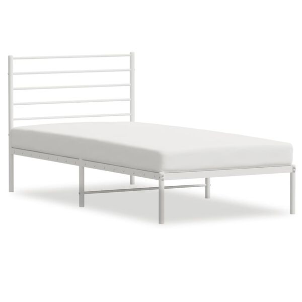 vidaXL Bed Frame White Powder-Coated Steel Small Single Bed Frame