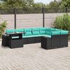 vidaXL 10 Piece Garden Sofa Set with Cushions Black Poly Rattan