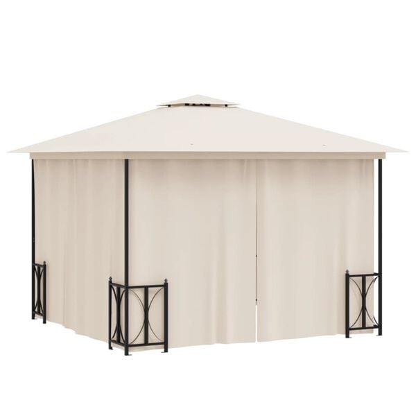 vidaXL Gazebo with Sidewalls&Double Roofs 9.8x9.8' Cream