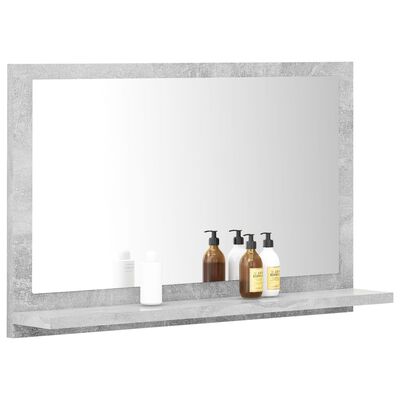 vidaXL Bathroom Mirror Concrete Gray 23.6"x4.1"x14.6" Chipboard