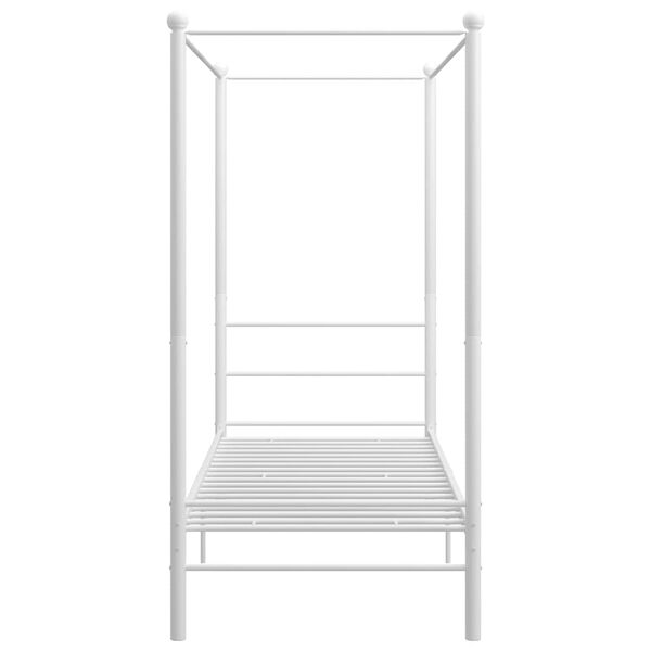 vidaXL Bed Frame White Powder-coated metal Single Tough Bed Frame