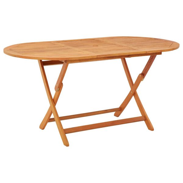 vidaXL Garden Table Wood Brown Solid eucalyptus wood Medium Foldable
