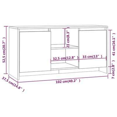 vidaXL TV Stand Concrete Gray 40.2"x14.8"x20.7" Engineered Wood