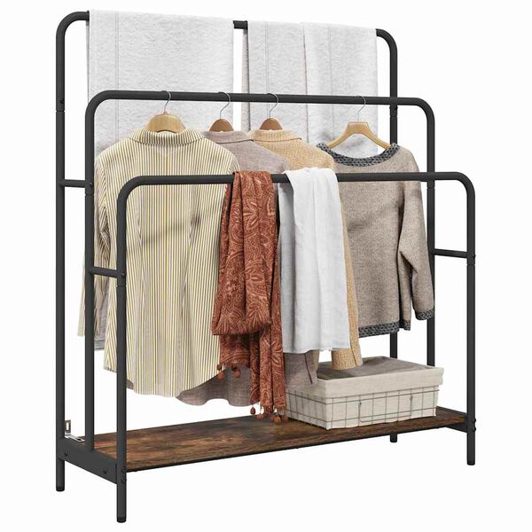 vidaXL Cloth Rack Smoked Oak 35.43 x 11.81 x 39.57 in Engineered wood