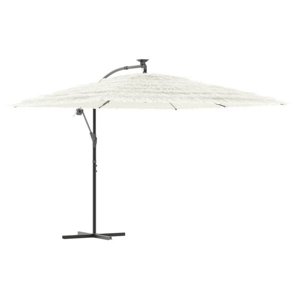 vidaXL Garden Parasol White Polyester Large Height-Adjustable