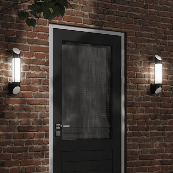 vidaXL Outdoor Wall Light Set of 2 Black Stainless steel, Polycarbonate