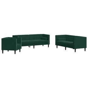 vidaXL Chesterfield Sofa Set Dark Green Velvet 3-Seater