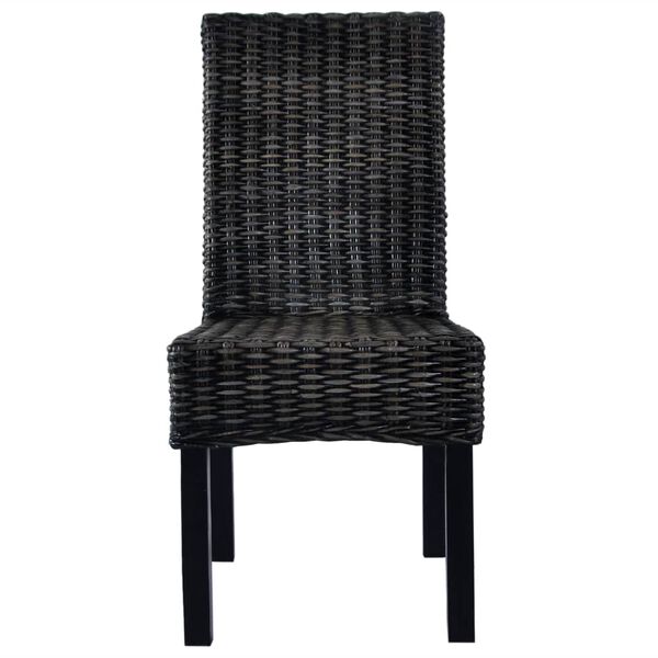 vidaXL Dining Chairs 4 pcs Black Kubu Rattan and Mango Wood